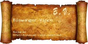 Biswanger Vince névjegykártya